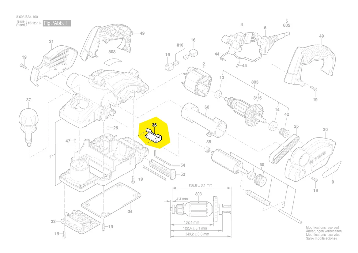 Protège couteau réf. 1 619 X08 465 rabot Bosch
